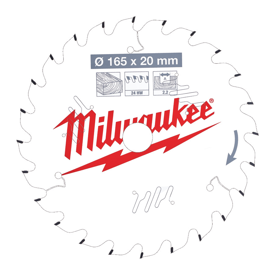 Диск пильный по дереву MILWAUKEE D165x2.2х20мм, Z24 ATB 4932471294