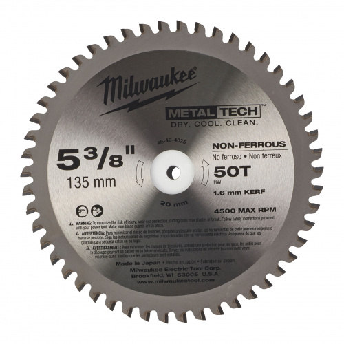 Диск пильный по металлу MILWAUKEE D135x1.6x20мм, Z50 48404075